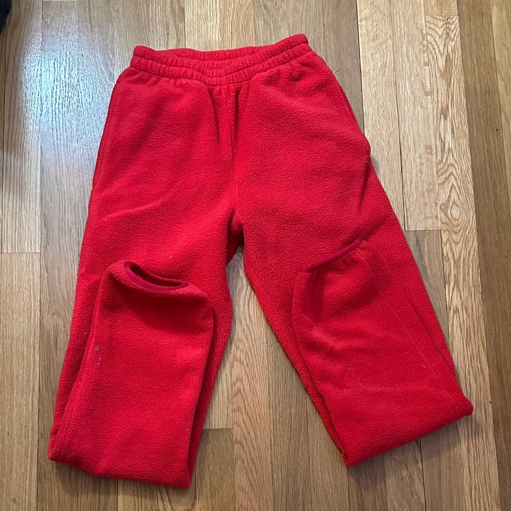 Vintage The North Face Men’s Small Red Fleece Joggers, Made in USA